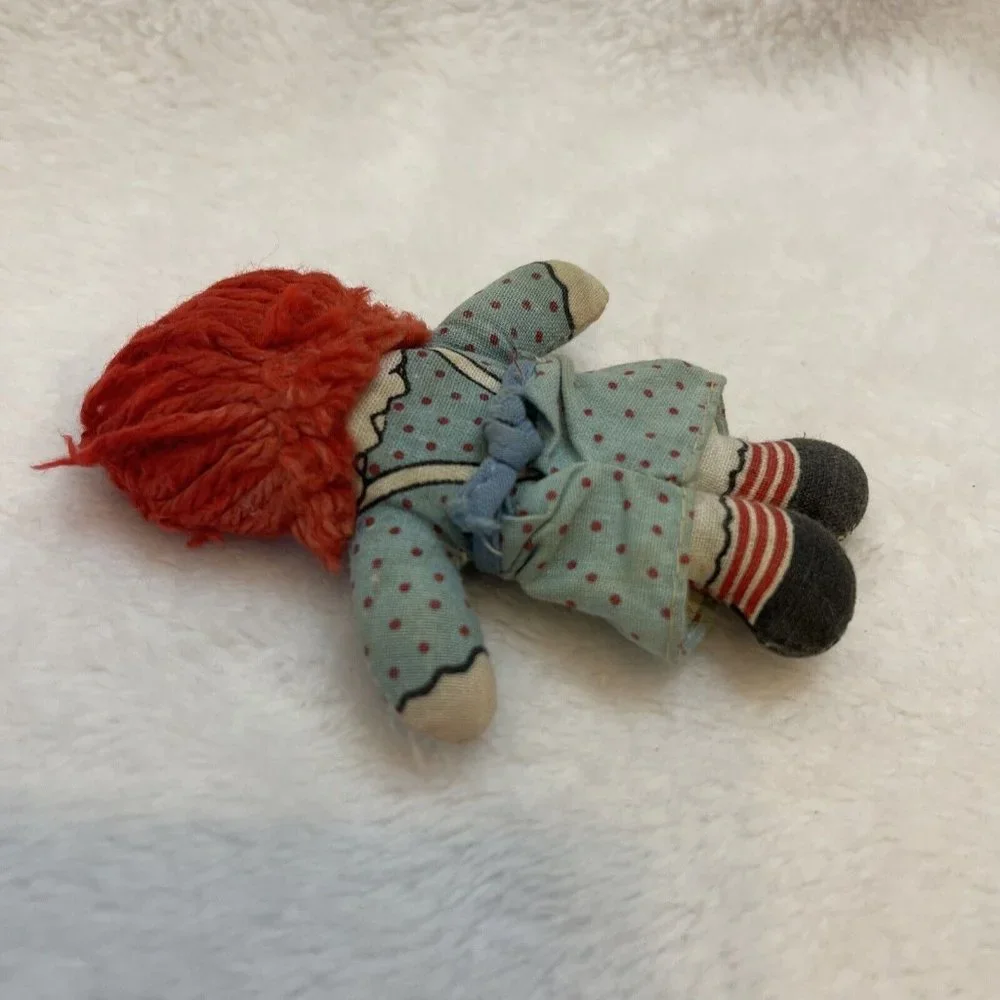 Vintage Mini Cloth Raggedy Ann Stuffed Doll w/ Removable Apron‎ 3.5